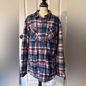 Buffalo David Bitton Jacket Sherpa Lined Plaid Womens XL Red White Blue NWT